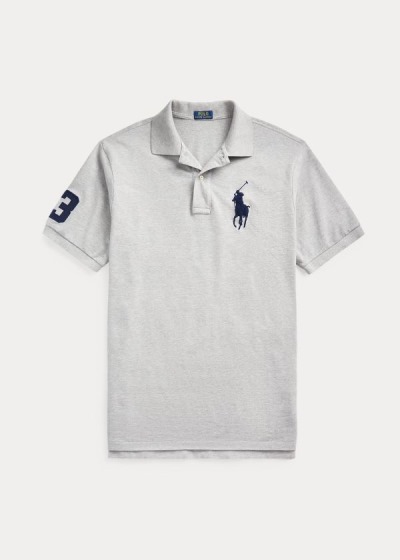 Camisa Polo Polo Ralph Lauren Hombre Grises - Big Pony Mesh - VQTNR3754